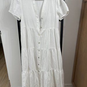 Zara White Linen Maxi Dress